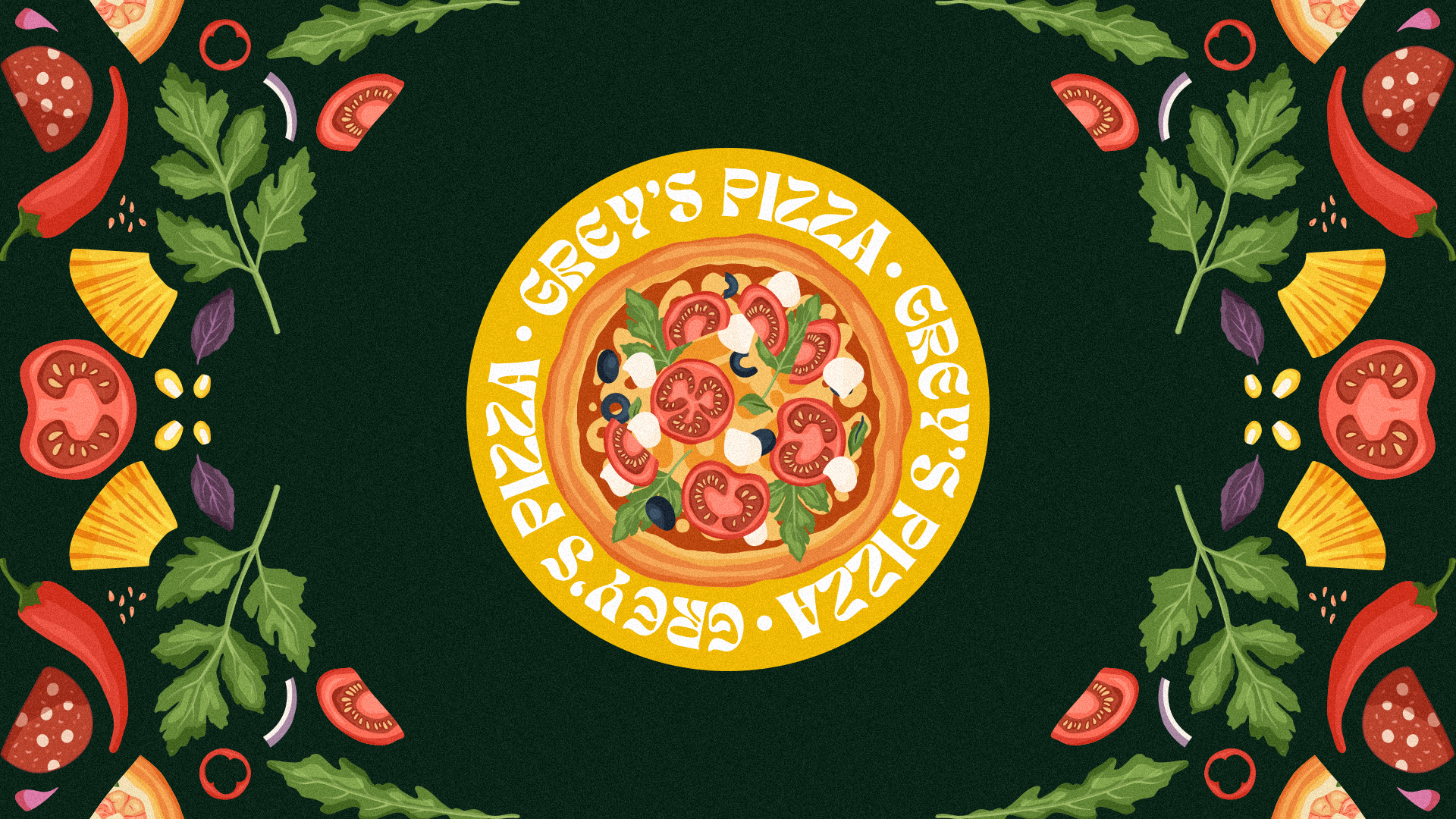 les tetes dampoule greys pizza logo illustration 04